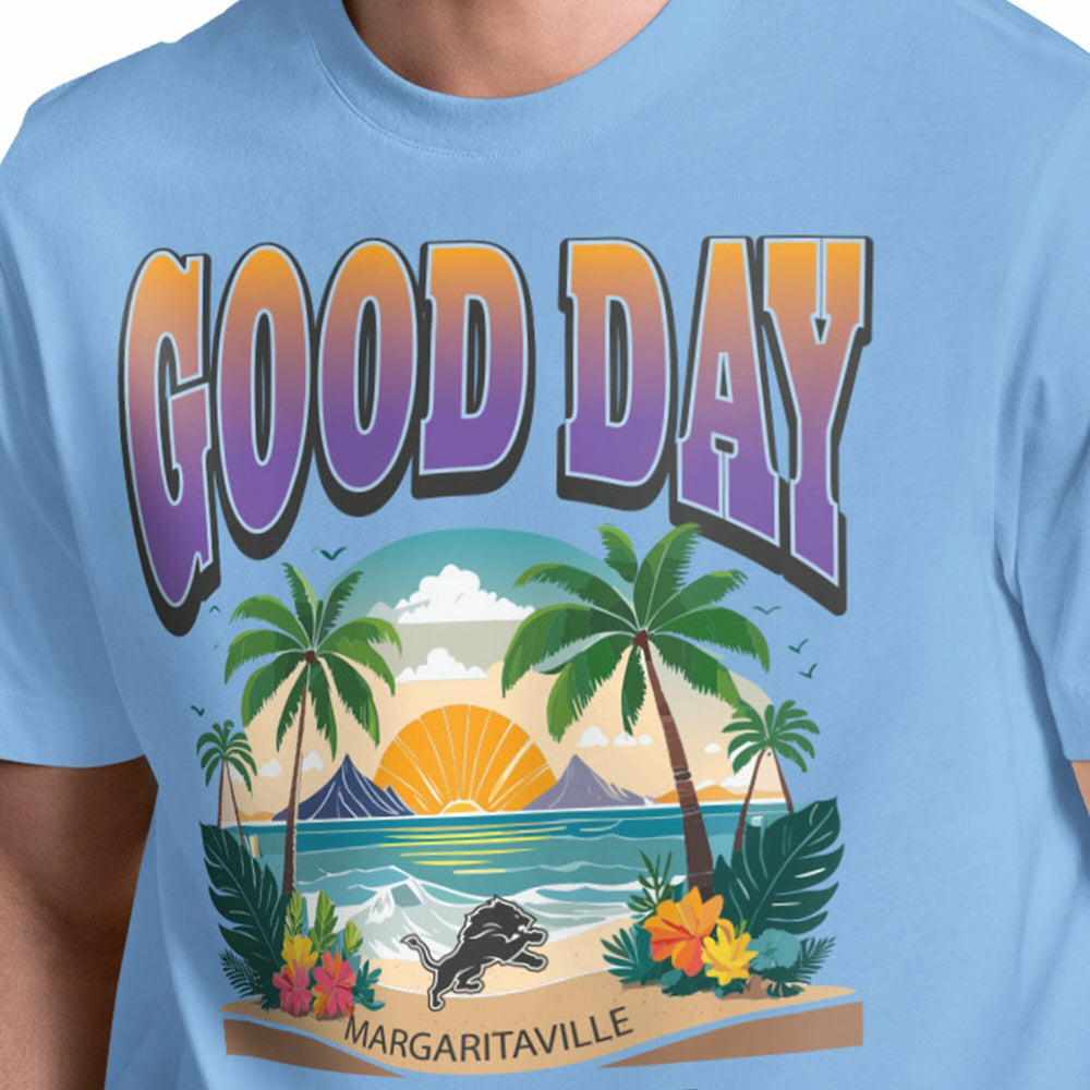 Detroit Lions Margaritaville Good Day T-Shirt - Light Blue T-shirts