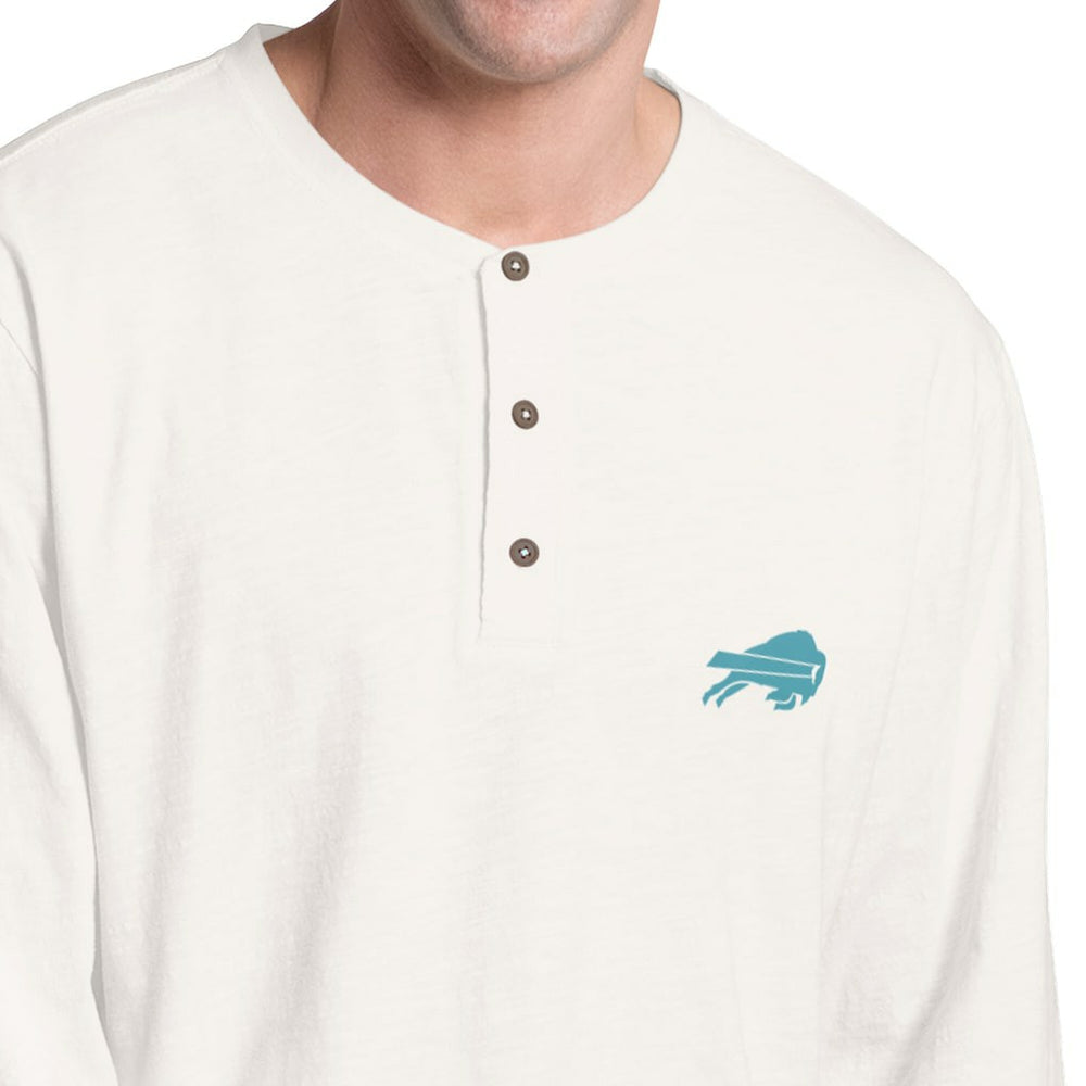 Buffalo Bills Margaritaville Island Reserve Long Sleeve Slub Henley Shirt - White/Light Blue