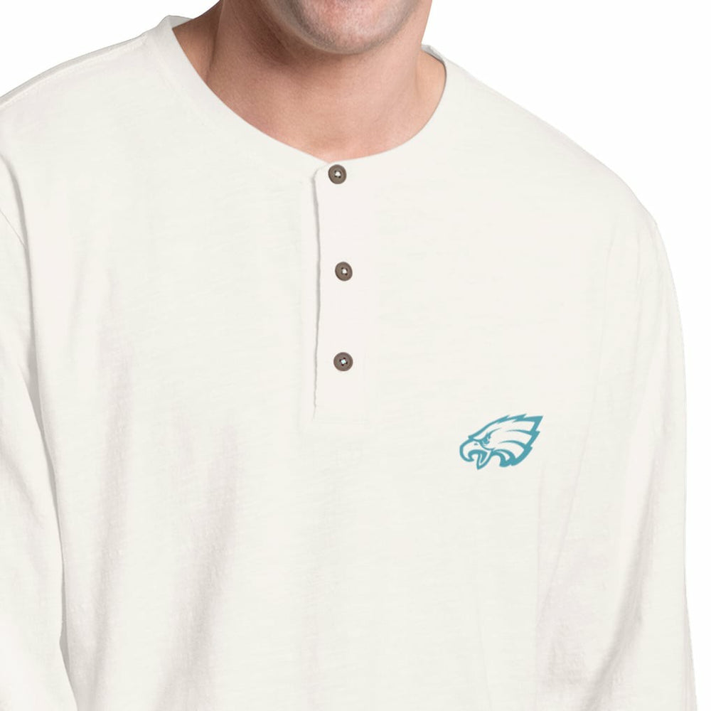 Philadelphia Eagles Margaritaville Island Reserve Long Sleeve Slub Henley Shirt - White/Light Blue