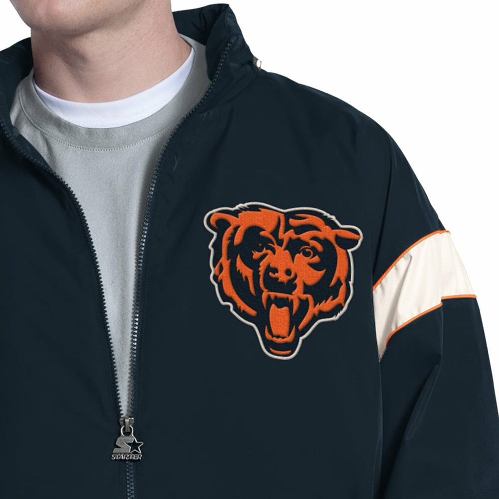 Chicago Bears Starter The Gust Full-Zip Hooded Jacket - Navy Jackets