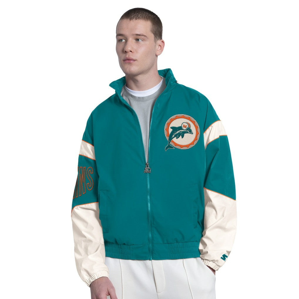 Miami Dolphins Starter The Gust Full-Zip Hooded Jacket - Aqua Jackets