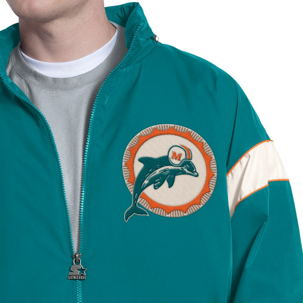 Miami Dolphins Starter The Gust Full-Zip Hooded Jacket - Aqua Jackets