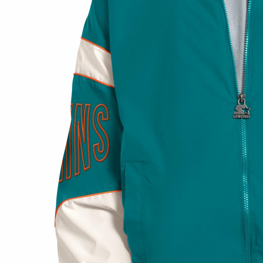 Miami Dolphins Starter The Gust Full-Zip Hooded Jacket - Aqua Jackets