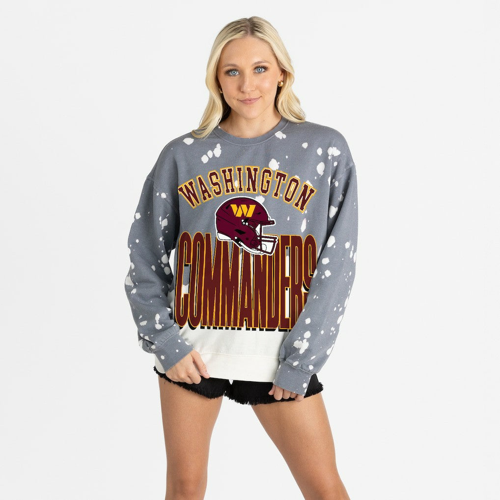 Washington Commanders Gameday Couture Women's Arch Rivals Faded Wash Sweatshirt - Gray Sweatshirts