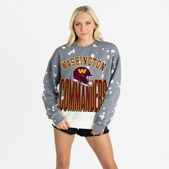 Washington Commanders Gameday Couture Women's Arch Rivals Faded Wash Sweatshirt - Gray Sweatshirts