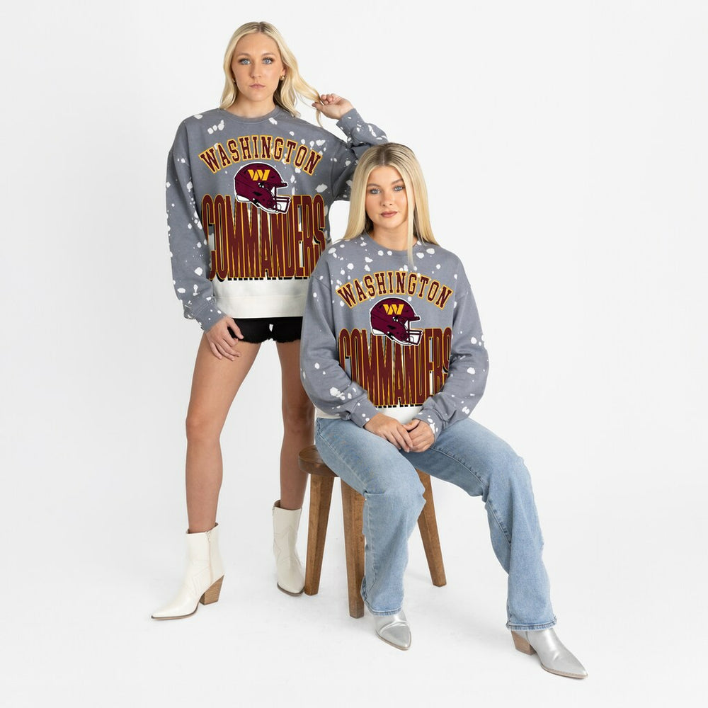 Washington Commanders Gameday Couture Women's Arch Rivals Faded Wash Sweatshirt - Gray Sweatshirts
