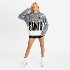 New Orleans Saints Gameday Couture Women's Arch Rivals Faded Wash Sweatshirt - Gray Sweatshirts