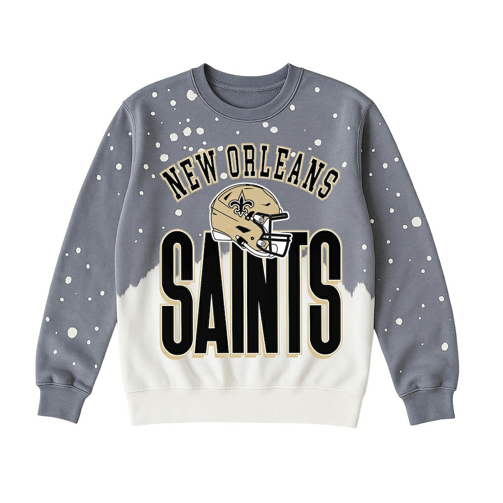 New Orleans Saints Gameday Couture Women's Arch Rivals Faded Wash Sweatshirt - Gray Sweatshirts