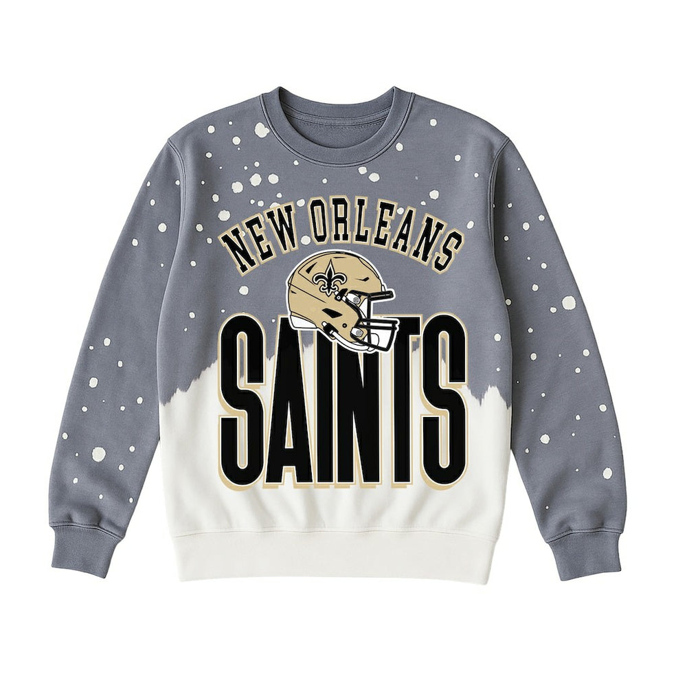 New Orleans Saints Gameday Couture Women's Arch Rivals Faded Wash Sweatshirt - Gray Sweatshirts