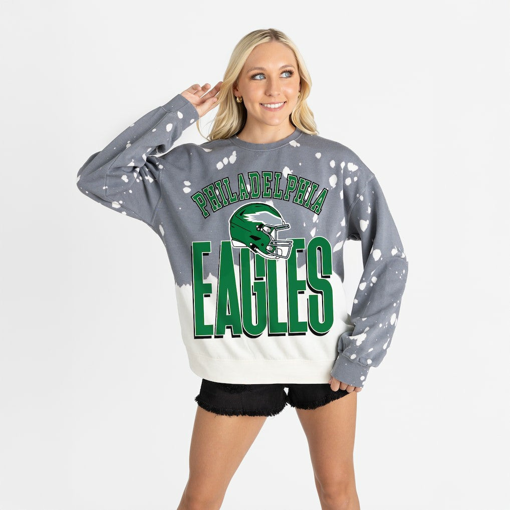 Philadelphia Eagles Gameday Couture Women's Arch Rivals Faded Wash Sweatshirt - Gray Sweatshirts