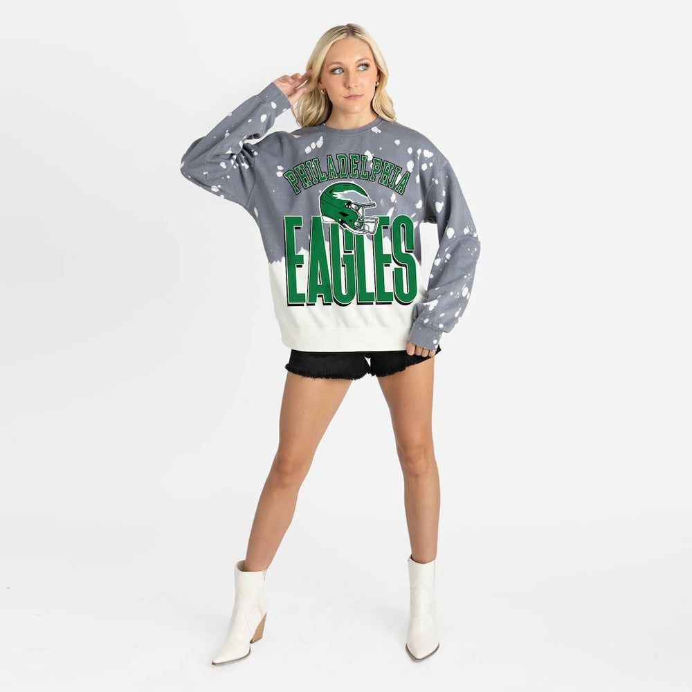 Philadelphia Eagles Gameday Couture Women's Arch Rivals Faded Wash Sweatshirt - Gray Sweatshirts