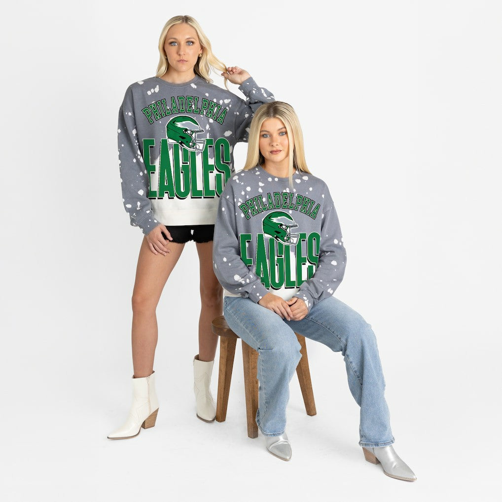 Philadelphia Eagles Gameday Couture Women's Arch Rivals Faded Wash Sweatshirt - Gray Sweatshirts