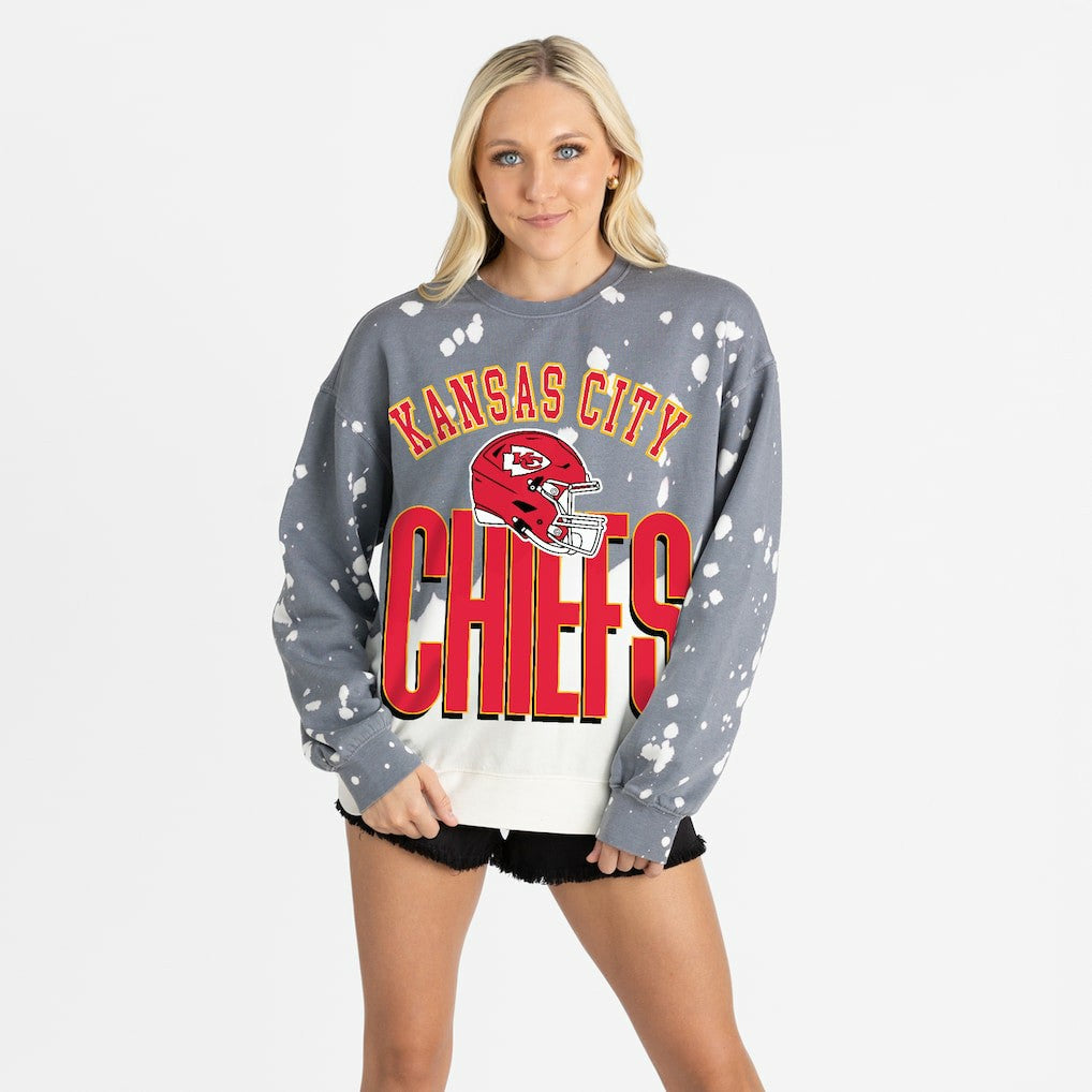 Kansas City Chiefs Gameday Couture Women's Arch Rivals Faded Wash Sweatshirt - Gray Sweatshirts