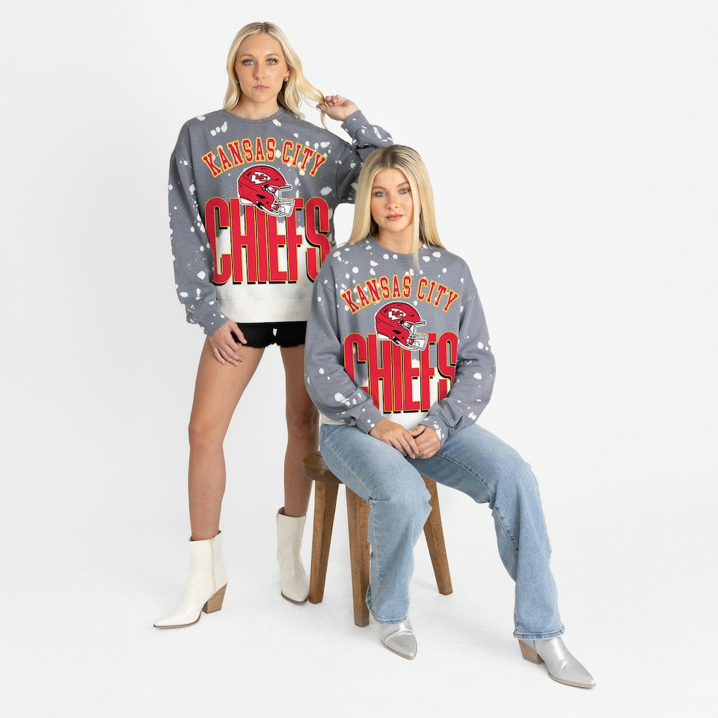 Kansas City Chiefs Gameday Couture Women's Arch Rivals Faded Wash Sweatshirt - Gray Sweatshirts