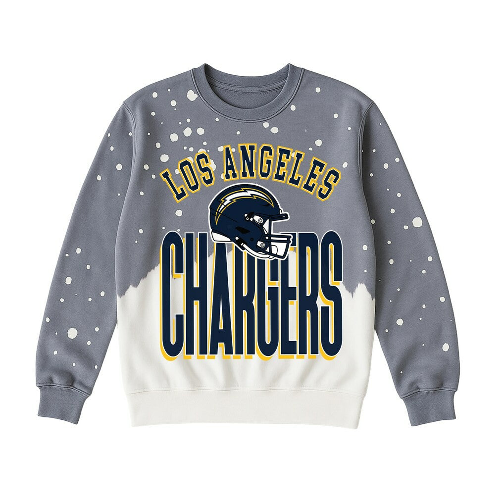 Los Angeles Chargers Gameday Couture Women's Arch Rivals Faded Wash Sweatshirt - Gray Sweatshirts