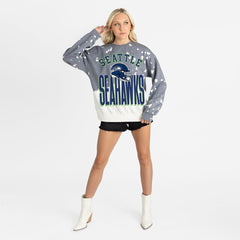 Seattle Seahawks Gameday Couture Women's Arch Rivals Faded Wash Sweatshirt - Gray Sweatshirts