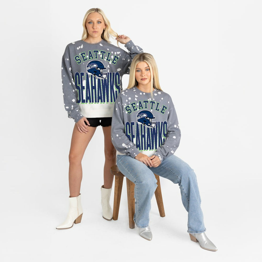 Seattle Seahawks Gameday Couture Women's Arch Rivals Faded Wash Sweatshirt - Gray Sweatshirts
