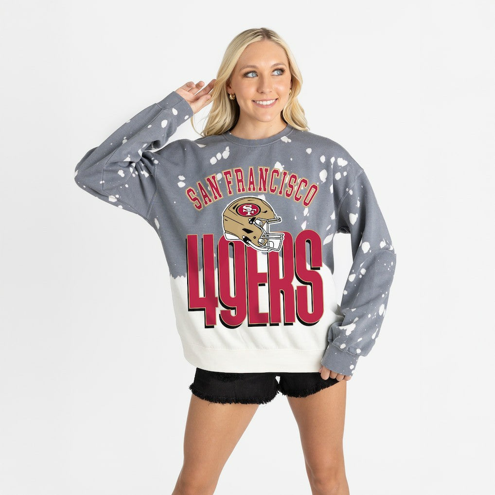 San Francisco 49ers Gameday Couture Women's Arch Rivals Faded Wash Sweatshirt - Gray Sweatshirts