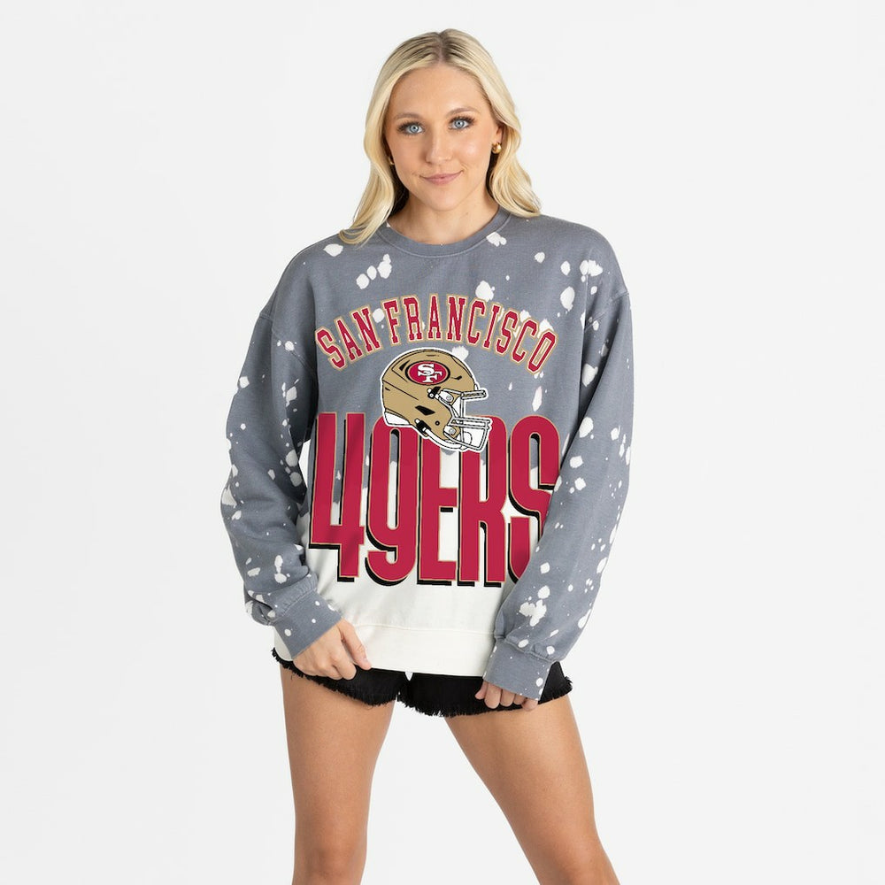 San Francisco 49ers Gameday Couture Women's Arch Rivals Faded Wash Sweatshirt - Gray Sweatshirts