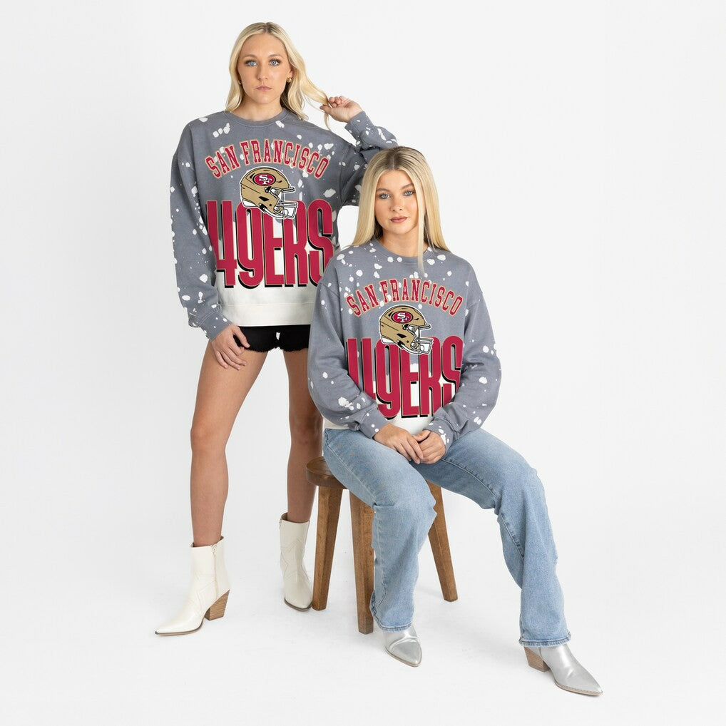 San Francisco 49ers Gameday Couture Women's Arch Rivals Faded Wash Sweatshirt - Gray Sweatshirts