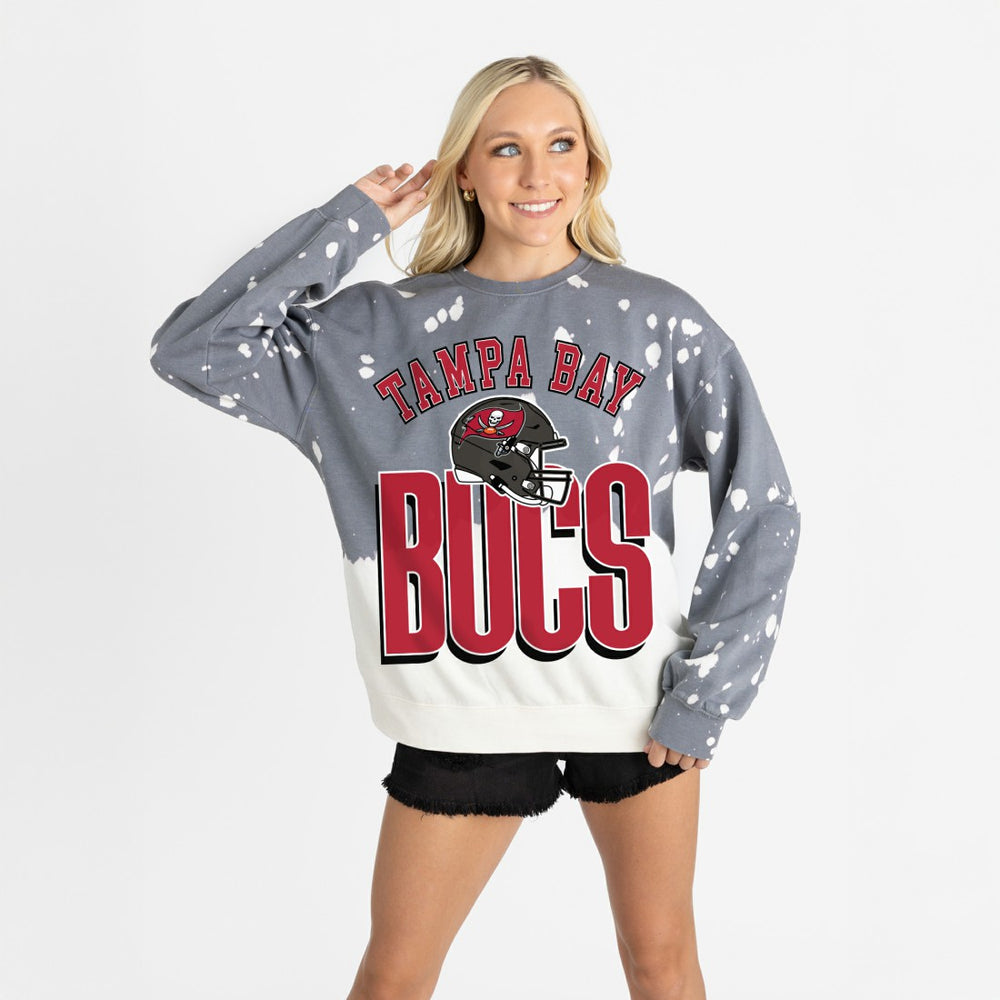 Tampa Bay Buccaneers Gameday Couture Women's Arch Rivals Faded Wash Sweatshirt - Gray Sweatshirts