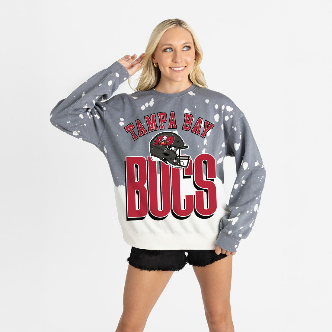 Tampa Bay Buccaneers Gameday Couture Women's Arch Rivals Faded Wash Sweatshirt - Gray Sweatshirts