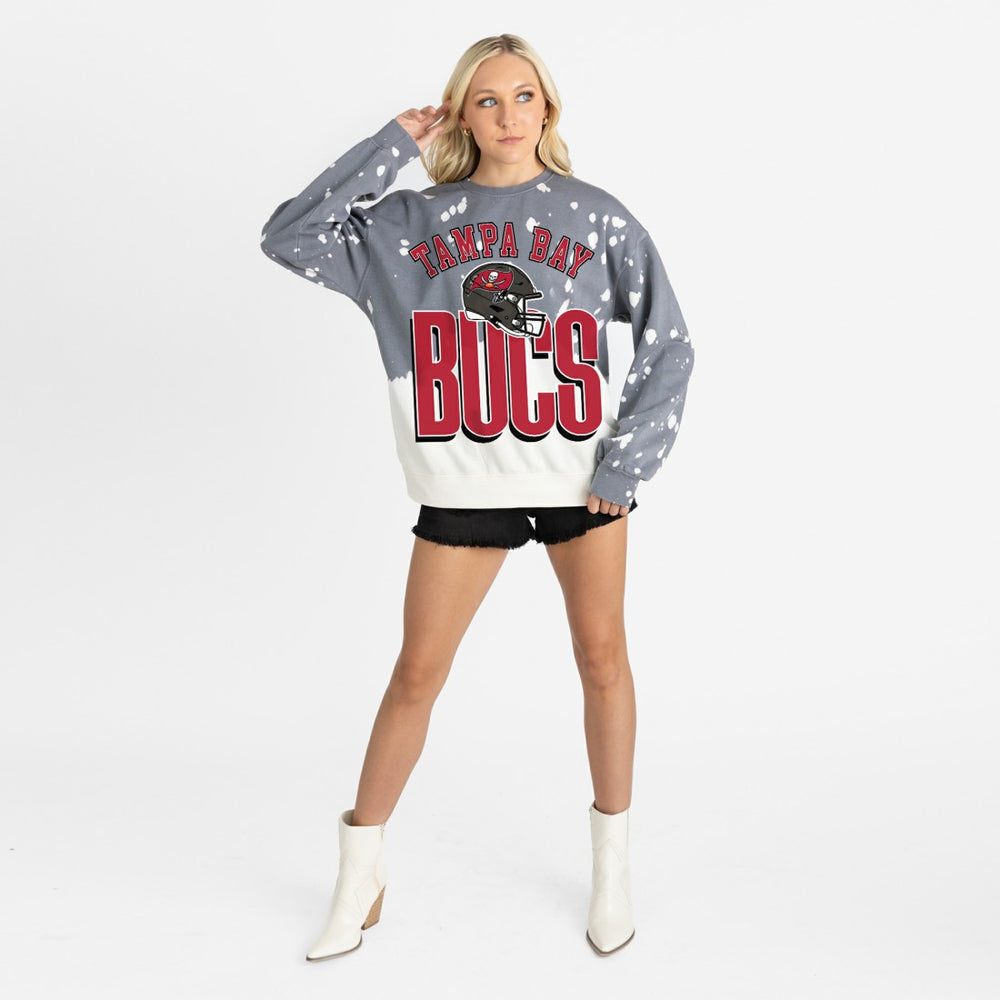 Tampa Bay Buccaneers Gameday Couture Women's Arch Rivals Faded Wash Sweatshirt - Gray Sweatshirts