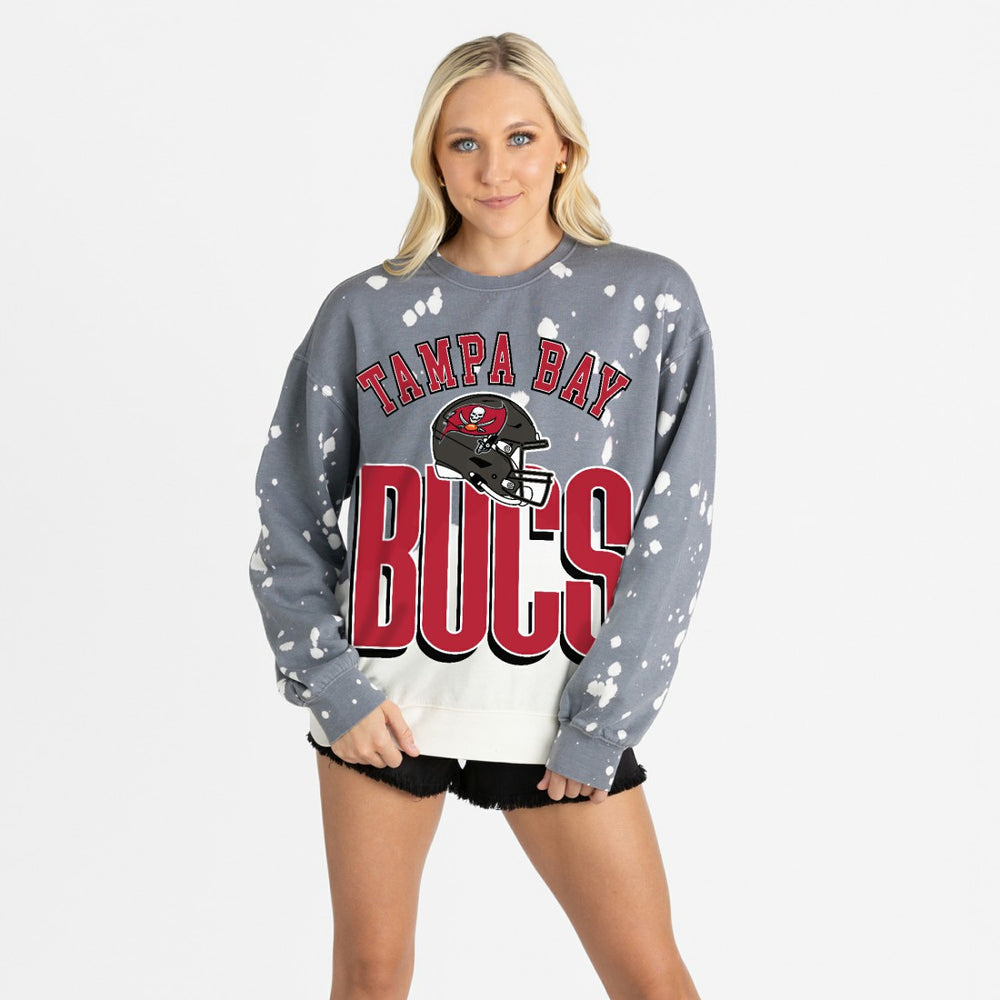 Tampa Bay Buccaneers Gameday Couture Women's Arch Rivals Faded Wash Sweatshirt - Gray Sweatshirts