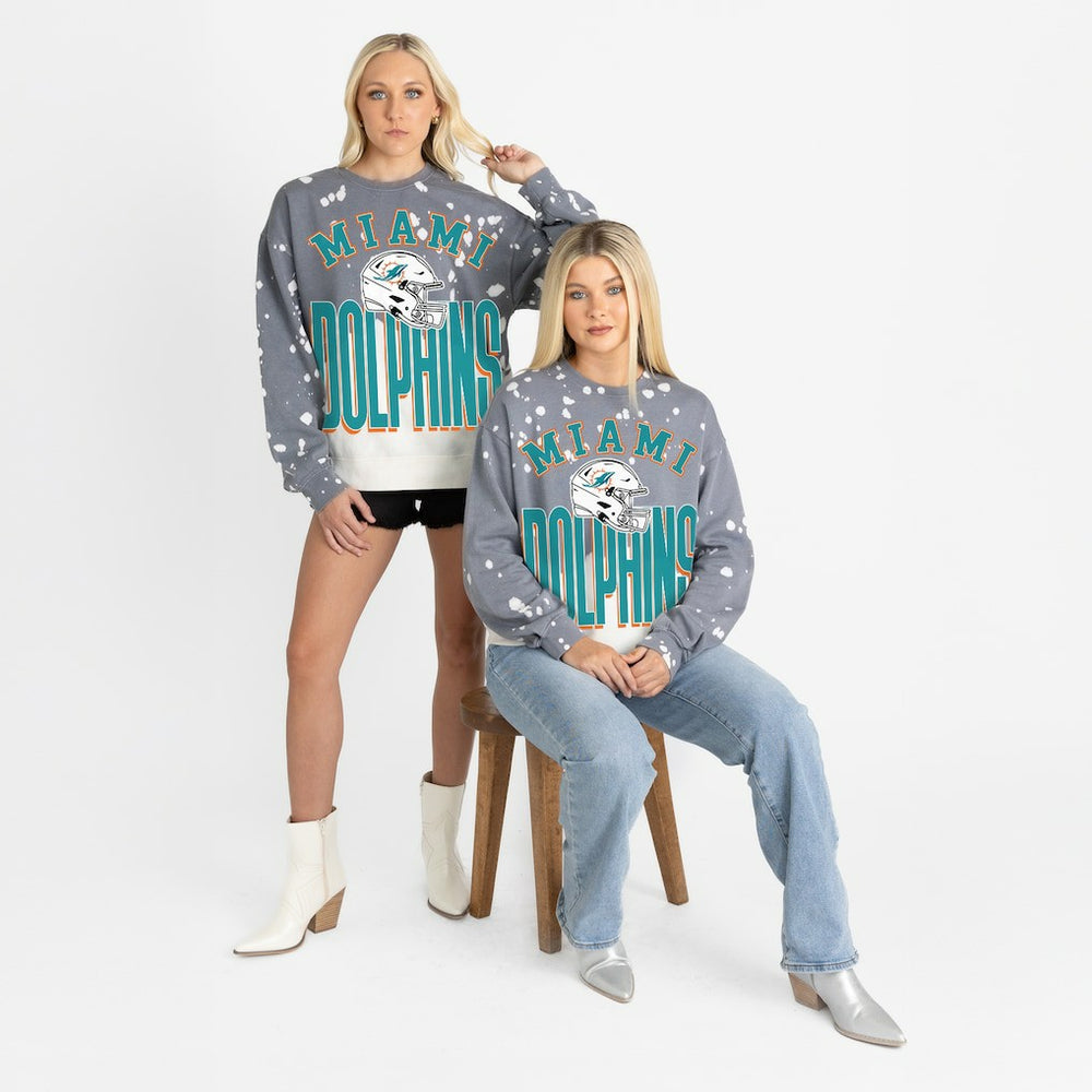 Miami Dolphins Gameday Couture Women's Arch Rivals Faded Wash Sweatshirt - Gray Sweatshirts