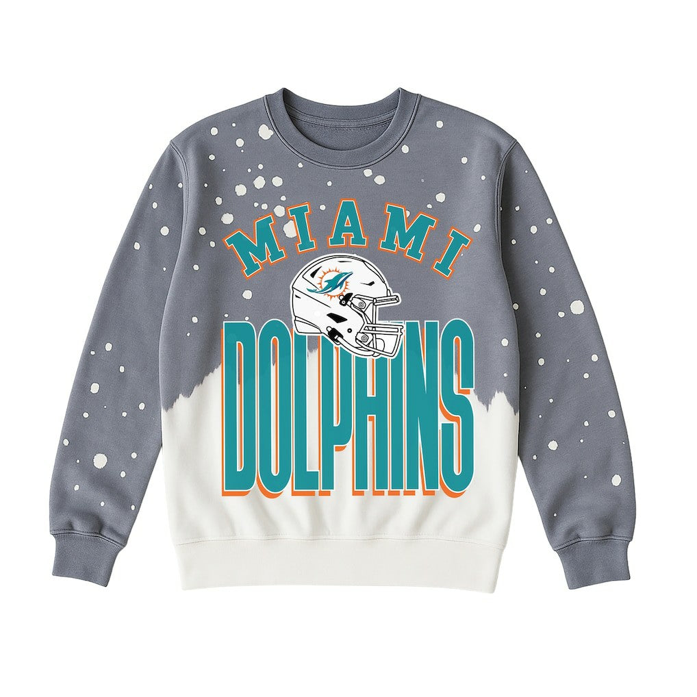 Miami Dolphins Gameday Couture Women's Arch Rivals Faded Wash Sweatshirt - Gray Sweatshirts