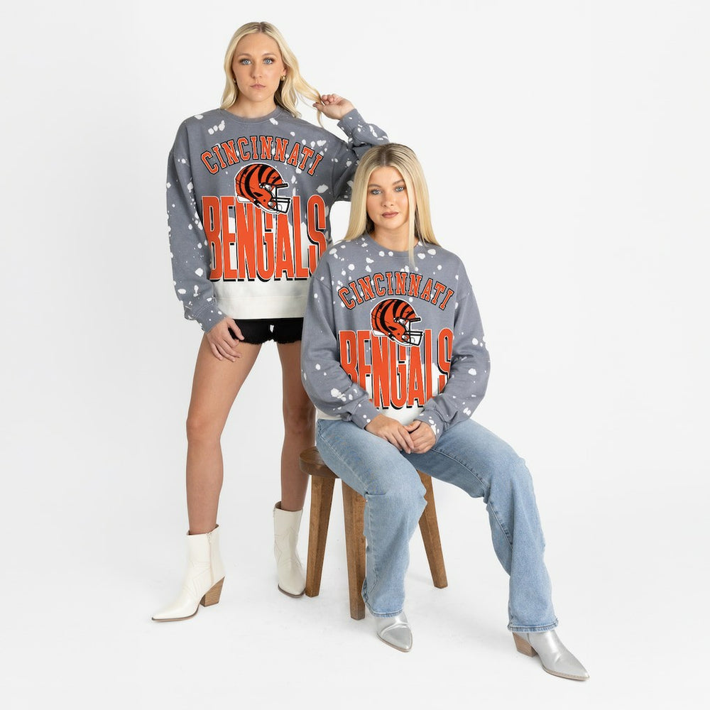 Cincinnati Bengals Gameday Couture Women's Arch Rivals Faded Wash Sweatshirt - Gray Sweatshirts