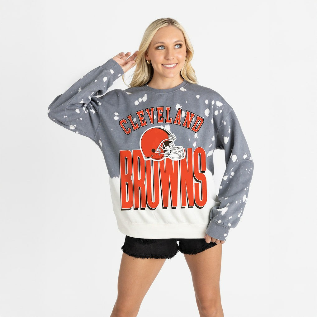 Cleveland Browns Gameday Couture Women's Arch Rivals Faded Wash Sweatshirt - Gray Sweatshirts