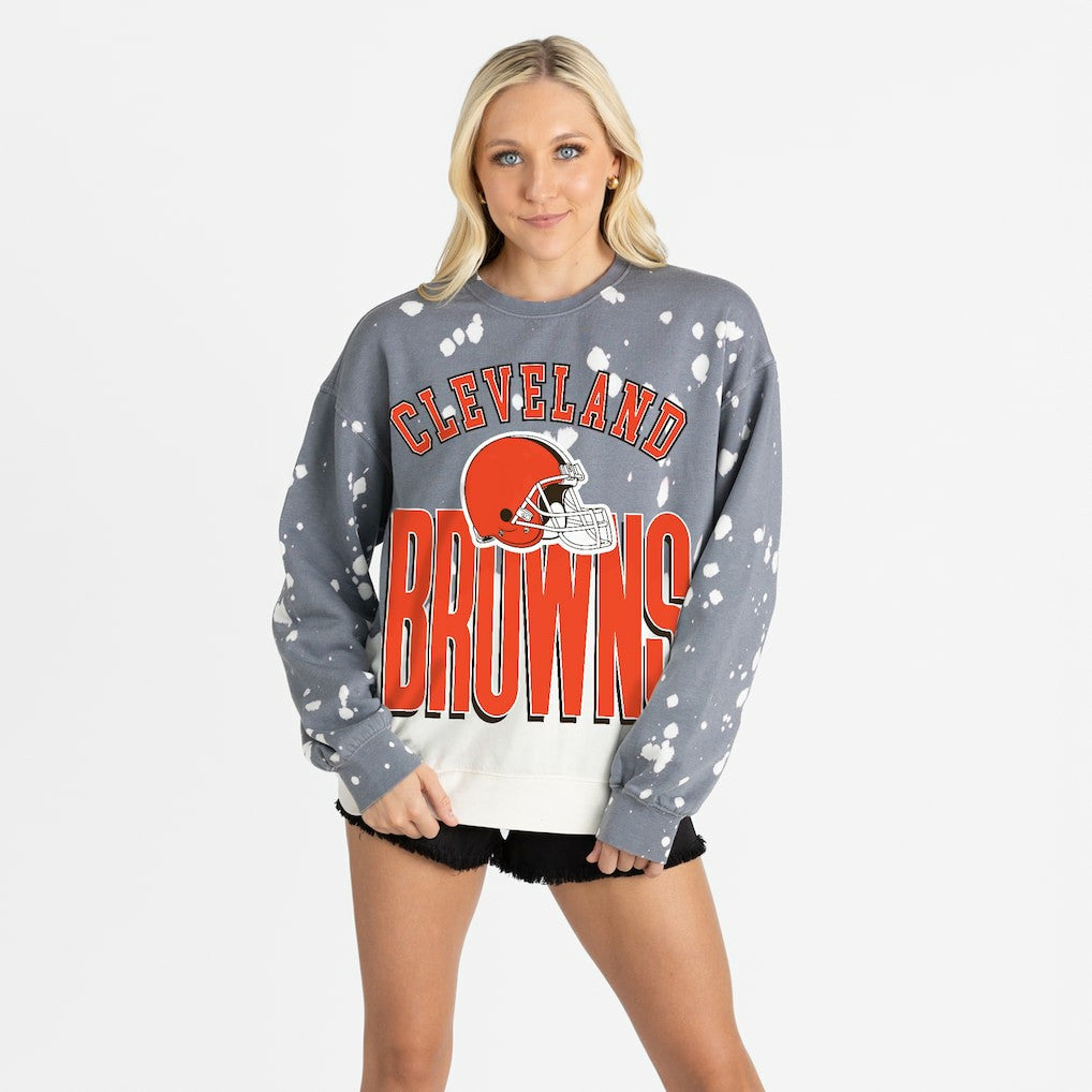 Cleveland Browns Gameday Couture Women's Arch Rivals Faded Wash Sweatshirt - Gray Sweatshirts