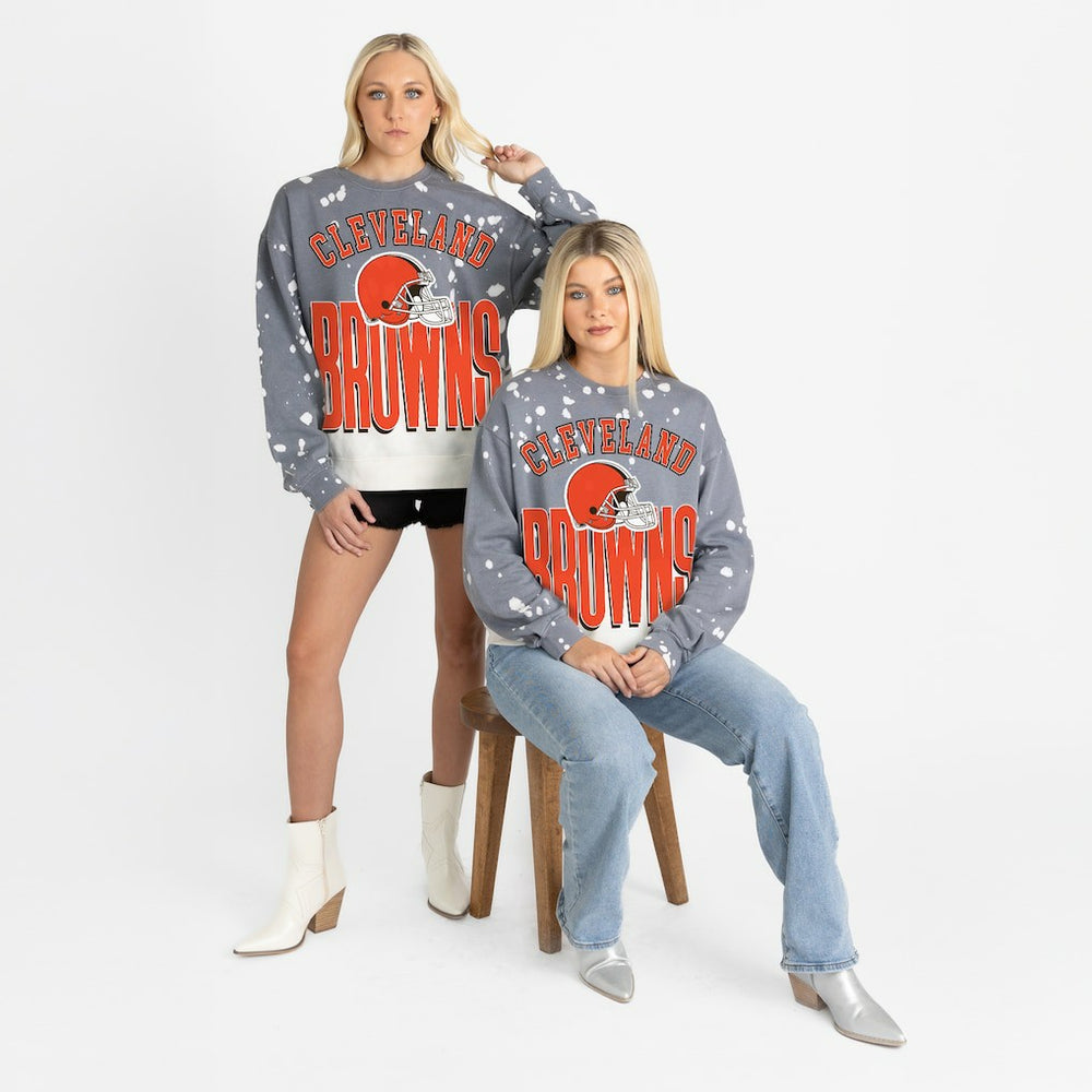 Cleveland Browns Gameday Couture Women's Arch Rivals Faded Wash Sweatshirt - Gray Sweatshirts