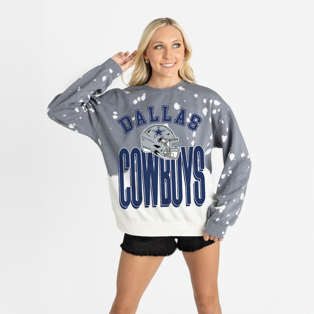 Dallas Cowboys Gameday Couture Women's Arch Rivals Faded Wash Sweatshirt - Gray Sweatshirts