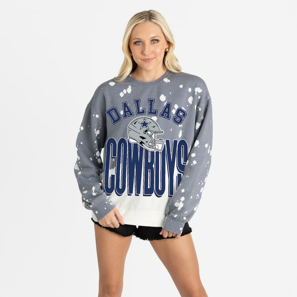 Dallas Cowboys Gameday Couture Women's Arch Rivals Faded Wash Sweatshirt - Gray Sweatshirts