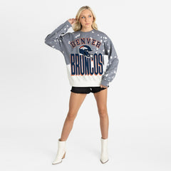 Denver Broncos Gameday Couture Women's Arch Rivals Faded Wash Sweatshirt - Gray Sweatshirts