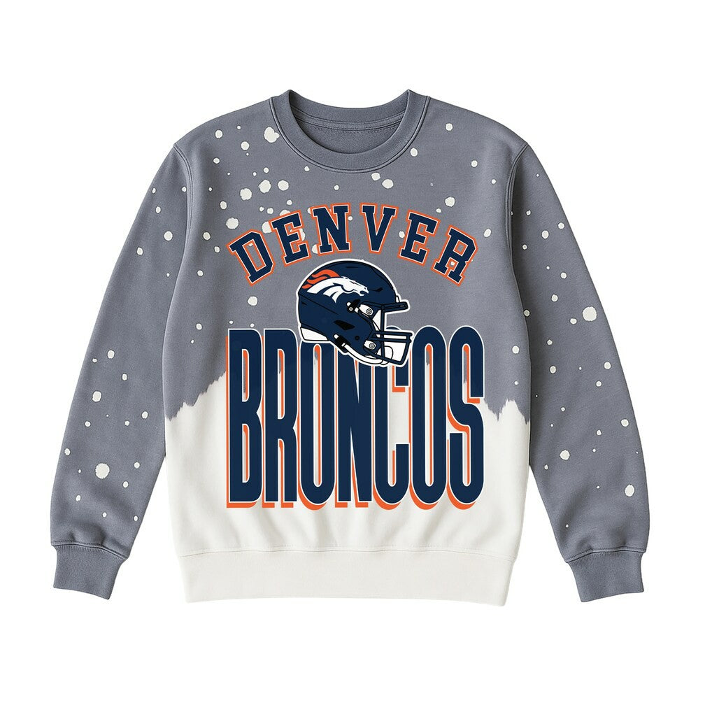 Denver Broncos Gameday Couture Women's Arch Rivals Faded Wash Sweatshirt - Gray Sweatshirts