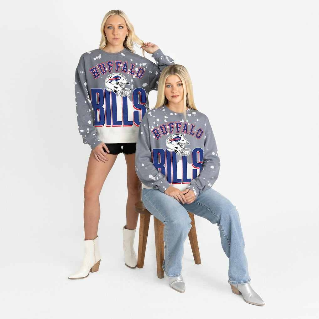 Buffalo Bills Gameday Couture Women's Arch Rivals Faded Wash Sweatshirt - Gray Sweatshirts