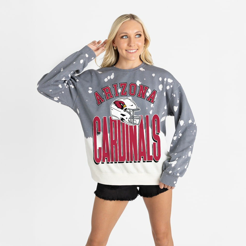 Arizona Cardinals Gameday Couture Women's Arch Rivals Faded Wash Sweatshirt - Gray Sweatshirts