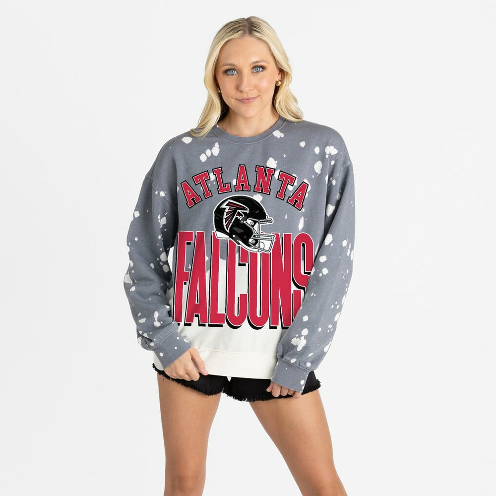 Atlanta Falcons Gameday Couture Women's Arch Rivals Faded Wash Sweatshirt - Gray Sweatshirts