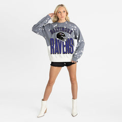 Baltimore Ravens Gameday Couture Women's Arch Rivals Faded Wash Sweatshirt - Gray Sweatshirts
