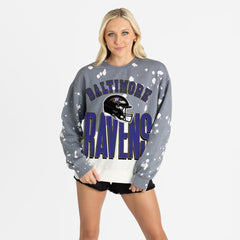 Baltimore Ravens Gameday Couture Women's Arch Rivals Faded Wash Sweatshirt - Gray Sweatshirts