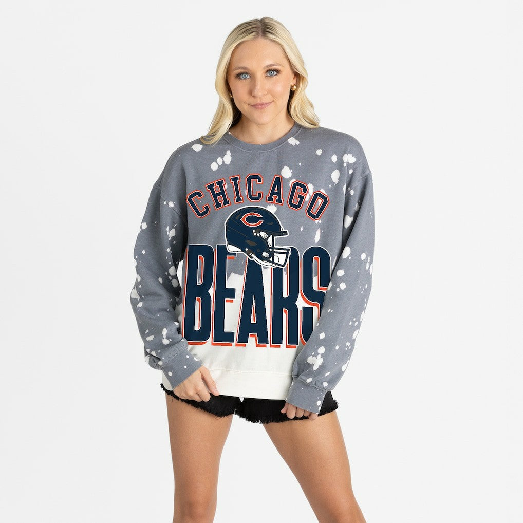 Chicago Bears Gameday Couture Women's Arch Rivals Faded Wash Sweatshirt - Gray Sweatshirts