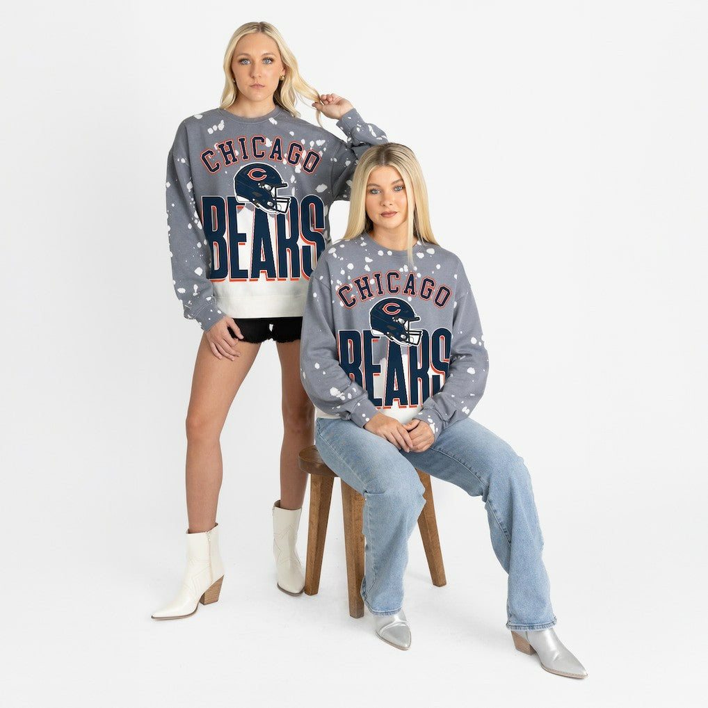 Chicago Bears Gameday Couture Women's Arch Rivals Faded Wash Sweatshirt - Gray Sweatshirts