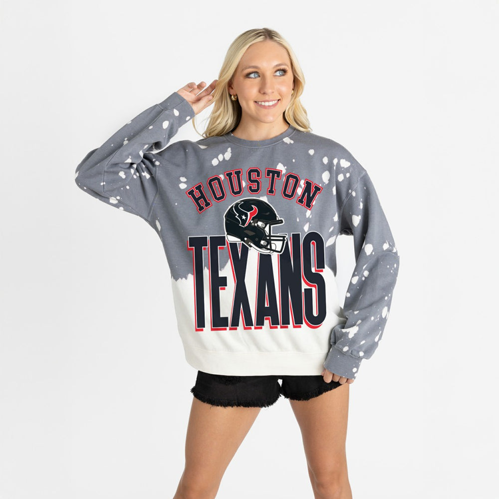 Houston Texans Gameday Couture Women's Arch Rivals Faded Wash Sweatshirt - Gray Sweatshirts