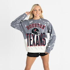 Houston Texans Gameday Couture Women's Arch Rivals Faded Wash Sweatshirt - Gray Sweatshirts