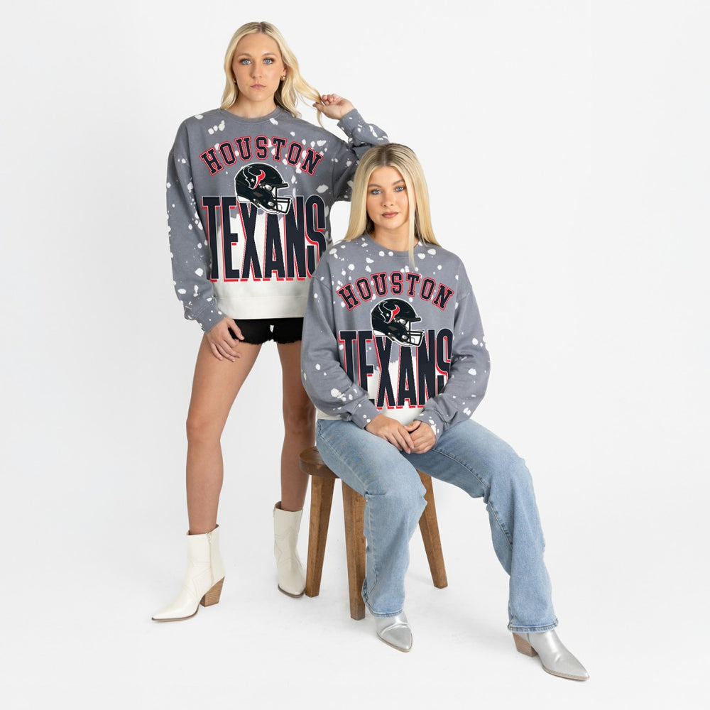 Houston Texans Gameday Couture Women's Arch Rivals Faded Wash Sweatshirt - Gray Sweatshirts