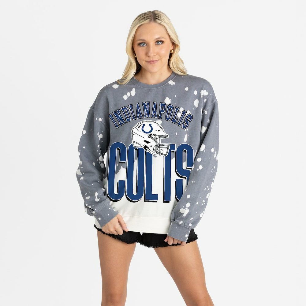 Indianapolis Colts Gameday Couture Women's Arch Rivals Faded Wash Sweatshirt - Gray Sweatshirts