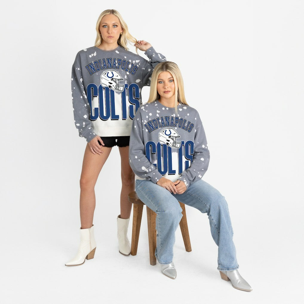 Indianapolis Colts Gameday Couture Women's Arch Rivals Faded Wash Sweatshirt - Gray Sweatshirts